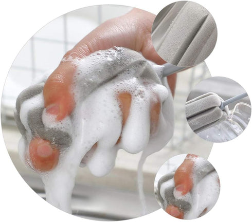 Hemoton Bottle Sponge Brush, 4pcs Long Handle Cup Cleaning Brush for Wine Glasses and Bottles