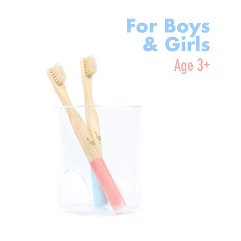 Kids Bamboo Toothbrush Set of 4 with Soft Bristles, Eco Friendly, BPA Free