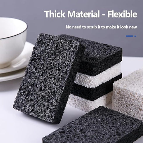 12-Pack Non-Scratch Scrub Sponges for Dishes, Cleaning Sponges for Kitchen and Home (Black)