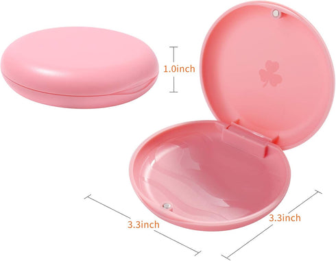 (2 Pack) Solid Orthodontic Retainer Cases, Durable Retainer Storage Case, Pink Color