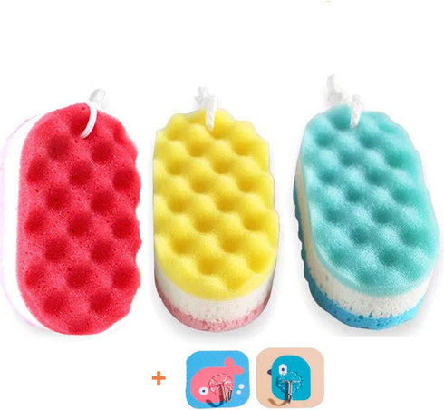 Pack of 3 Exfoliating Foam Sea Sponge, Soft Bath Shower Sponges for Women Men, Extra Large Size