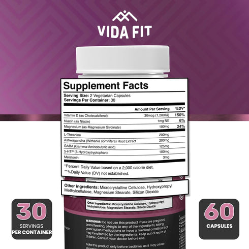 Good Night Natural Sleep Aids for Adults - 30 Day Supply (60 Capsules) - Effective Sleeping Aids with Natural Ingredients Including Melatonin, Ashwagandha, and L-Theanine