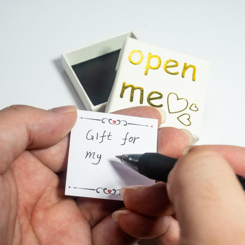 Set, Tiny Orange Crab Gift Box Love Message Surprise with Gold Open Me Design, Romantic Present