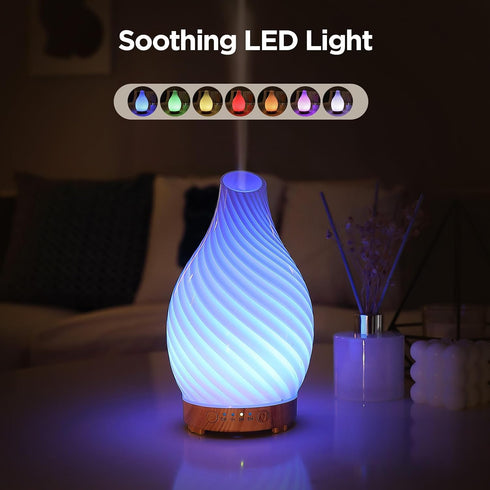 inrorans 160ml Setting &7 Art Glass Essential Oil Diffuser - Ultrasonic Cool Mist Scent Aroma Aromatherapy Diffuser