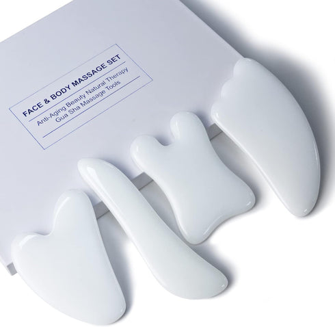 Rena Chris Guasha Massage Tool, 4 Pcs Gua Sha Facial Tool for SPA Acupuncture Therapy and Treatment