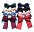 Set of 8 Big Satin Solid Ribbon French Barrette - Large Soft Silky Hair Bow Clip for Women