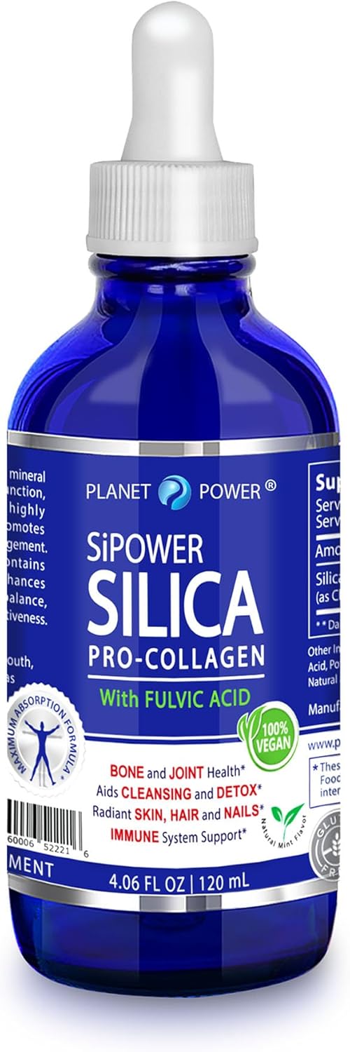 SiPower Silica Vegan Collagen Supplement Drops, Natural Collagen Booster for Joints, Skin, Hair, 4oz