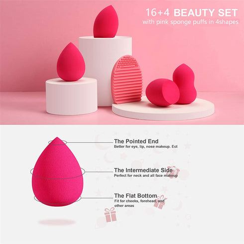 DUAIU Professional Makeup Brushes Set, 16PCS Marble Handle with 4PCs Sponge Blenders, Makeup Tool Kit