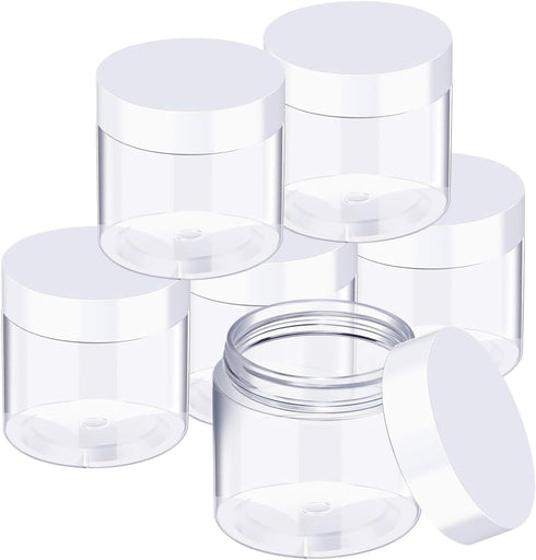 SATINIOR 6 Pack 4 oz Plastic Jars Containers with Lids, Wide-mouth Refillable Leakproof Round Empty Jars
