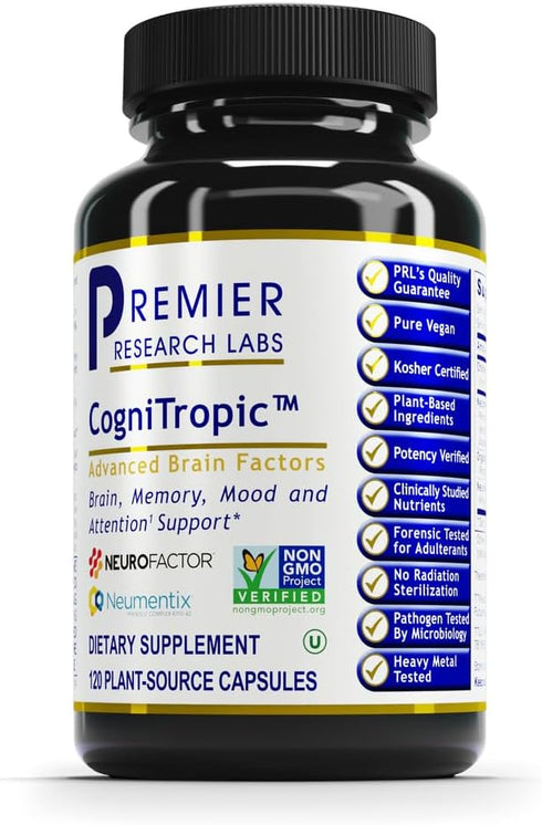 Premier Research Labs CogniTropic - Brain Supplements for Memory and Focus, Clarity Vitamins for Brain, 120 Vegetarian