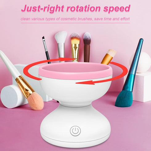 Pink Electric Makeup Brush Cleaner Machine, Silicone Beauty Blender Cleanser for Makeup Brushes, Gift
