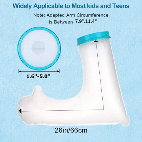 Kids Cast Covers for Shower Arm, Waterproof and Watertight Protector Bag for Broken Surgery Wound Arm, Reusable