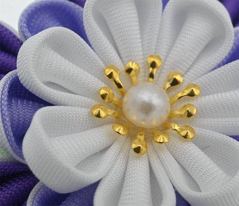 MIAO WU Japanese Hair Clip, Cherry Blossom Kimono Hanfu Flower Hairpin for Women Girl (Purple)