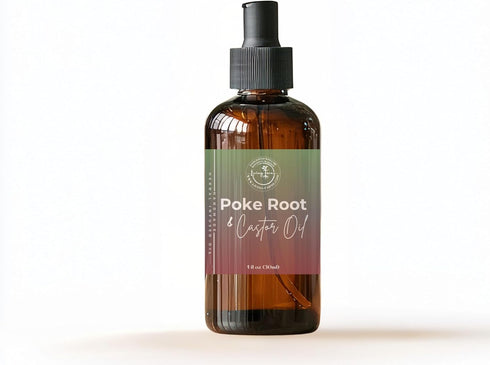 Living Farms Organic Poke Root Castor Oil in Mess Free Glass Pump for Lymphatic