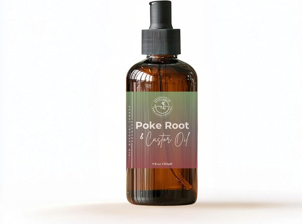 Living Farms Organic Poke Root Castor Oil in Mess Free Glass Pump for Lymphatic