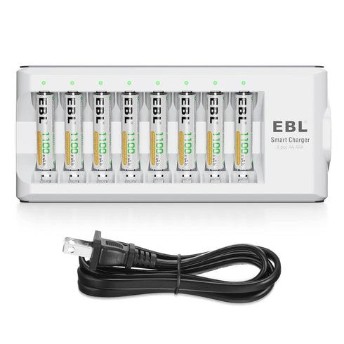 EBL Rechargeable AAA Batteries 8 Pack 1100mAh NiMH with Charger
