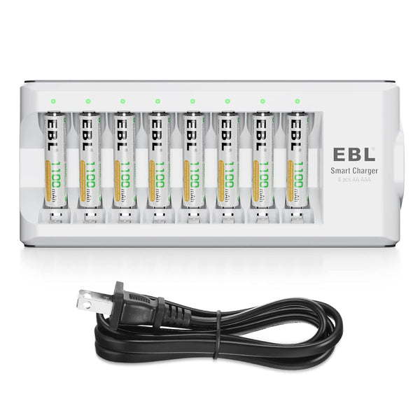 EBL Rechargeable AAA Batteries 8 Pack 1100mAh NiMH with Charger