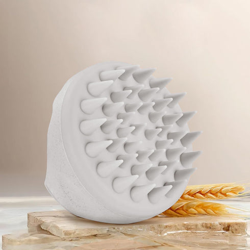 Scalp Massager Shampoo Brush, Soft Silicone Scalp Scrubber for Wet and Dry Hair (Creamy White)
