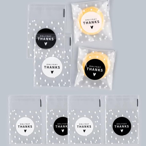 TuNan 400pcs Thanks Self Adhesive Candy Cookie Bags 4x4 Inch, Small Clear Cellophane