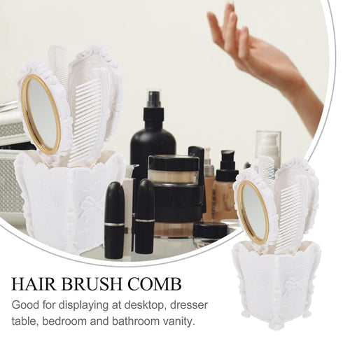 Luxshiny Vintage Handheld Mirror and Hair Brush Set, Includes Rat Tail Comb and Makeup Kits