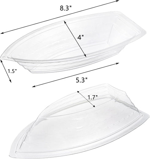 ZEAYEA 150 Pack 8 oz Banana Split Boat Plate, Disposable Plastic Food Boats, Food Grade Ice Cream Sundae Serving Bowls for Snack, Salad, Chip, Clear Dessert Bowls for Party, Restaurant by ZEAYEA