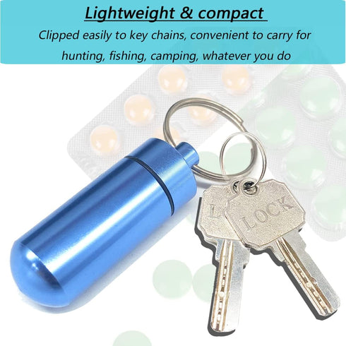 EFFIET 5 Packs Mini Keychain Pill Holder Fob, Waterproof Portable Tablets Container Case for Outdoor Camping
