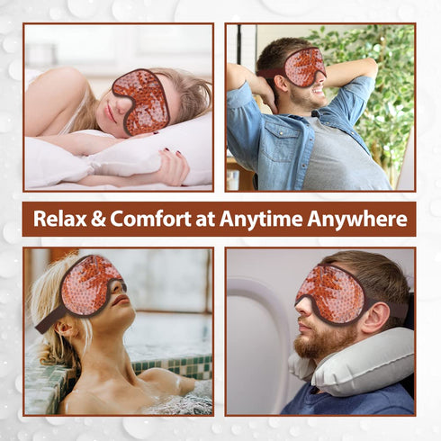 NEWGO Cooling Eye Mask Gel - Ice Eye Mask for Puffy Eyes, Headache, Migraine Relief with Plush Backing (Brown)
