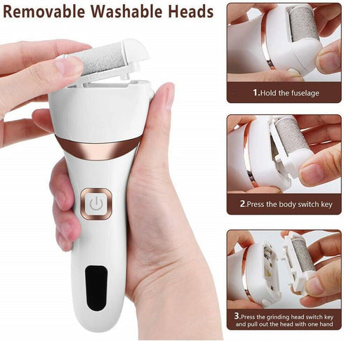 Professional Electric Callus Remover Kit, Rechargeable Portable Foot File Pedicure Tools for Dead, Hard, Cracked Skin