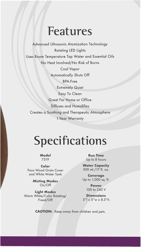 NOW Foods Essential Oils, Ultrasonic Faux Wood Aromatherapy Oil Diffuser, Contemporary Design, Extremely Quiet Heat