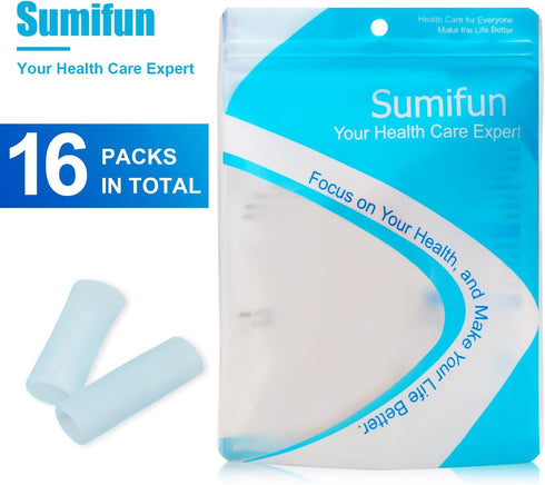 Sumifun Gel Finger Protector, 8 Pcs Silicone Finger Sleeves for Corns, Fingernails Loss, Friction Pain Relief, Blue