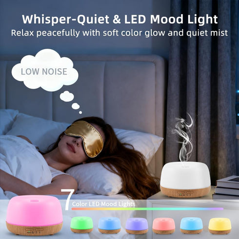 KIMWUVI 300ML 7 4 Essential Oil Aromatherapy Diffuser with Remote Control - Quiet Ultrasonic Cool Mist, Color LED