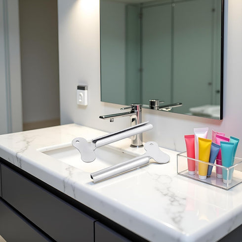 WNHNO 6Pcs Silvery Metal Tube Squeezer Keys, Toothpaste Metal Hair Dye Color Key Roller Dispenser Tool Durable