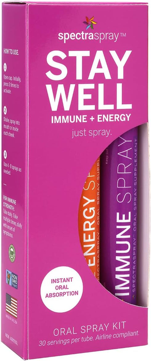Spectraspray Travel Wellness Kit - Immune Support & B12 Vitamin Liquid Oral Spray, Vegan & Gluten Free