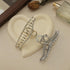 Metal Hair Claw Clips - Rhinestone & Artificial Pearls Claws, 4.4 Inch Silver Hair Clips for Women (3 Pack)