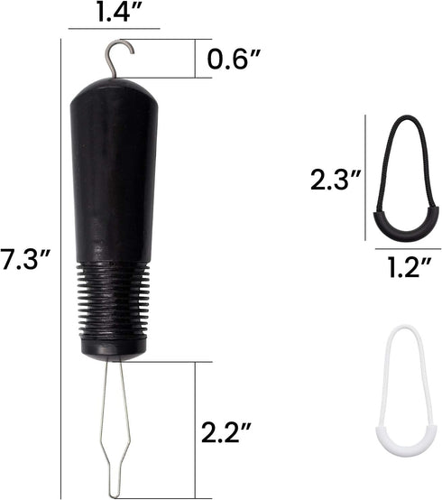 Daily Treasures Button Hook Dressing Aid with 8Pcs Zipper Pulls, Non-Slip Ribbed Handle for Seniors, Arthritis
