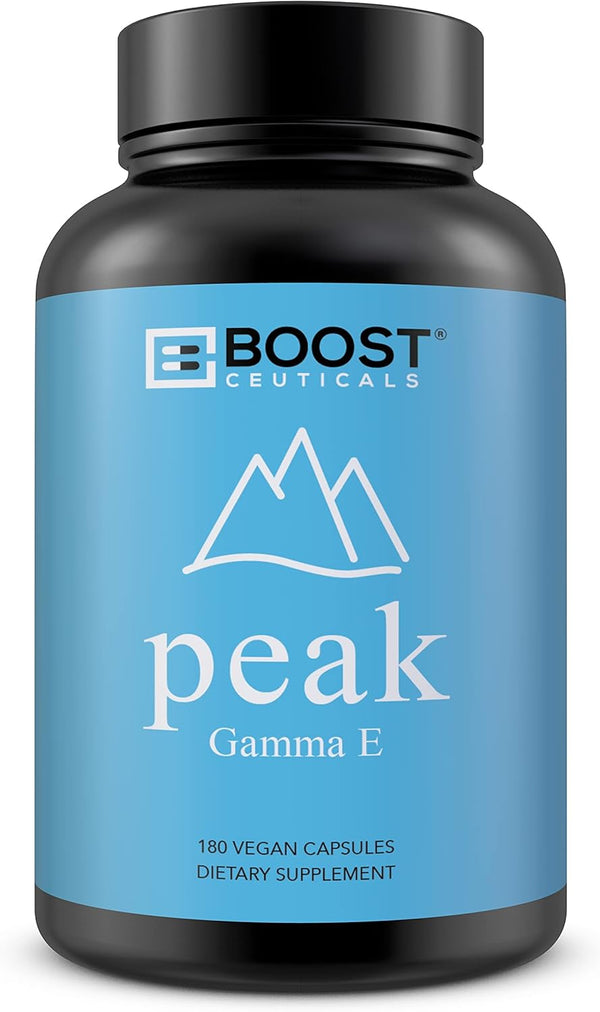 BoostCeuticals Vegan Vitamin E Gamma Tocopherol, 180mg Per Serving, Antioxidant Immunity Support, 180 Capsules