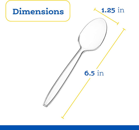 Plasticpro Disposable Clear Plastic Tea Spoons, Heavyweight Box of 200 Count