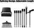 Broom and Dustpan Set with Long Handle, Windproof Stand Up Dustpan with Broom Combo for Home Kitchen Room Office Lobby Floor Use (Black&Grey, 45.3IN)