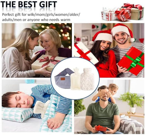 Kellegour Hot Water Bottle With Plush Waist Cover - Rubber Bag for Menstrual Cramps, Pain Relief, Neck, Shoulder, Back