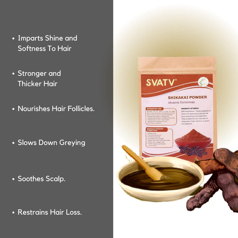 SVATV Shikakai Powder Acacia Concinna Natural Hair Growth & Ayurvedic Hair Mask, 227g 8oz, Natural Hair Care