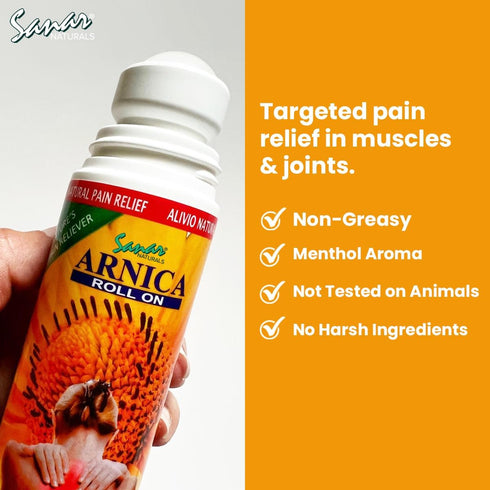 Sanar Naturals Arnica Roll On, 3 oz, Quick Pain Relief for Joint, Muscle Pain, Soreness, Non-Greasy
