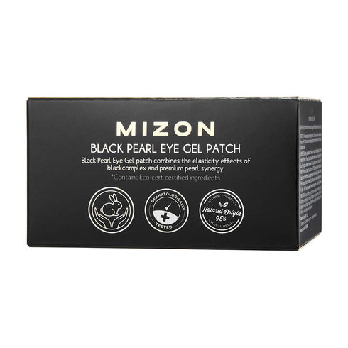 MIZON Pearl Eye Gel Patch Masks, Hydrogel Eye Treatment Mask for Reducing Wrinkles, Puffiness, Dark Circles (Black