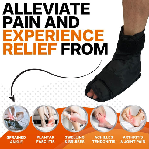 Hot/Cold Gel Wrap for Foot & Ankle Pain Relief - Compression Ankle Ice Pack Wrap, Large