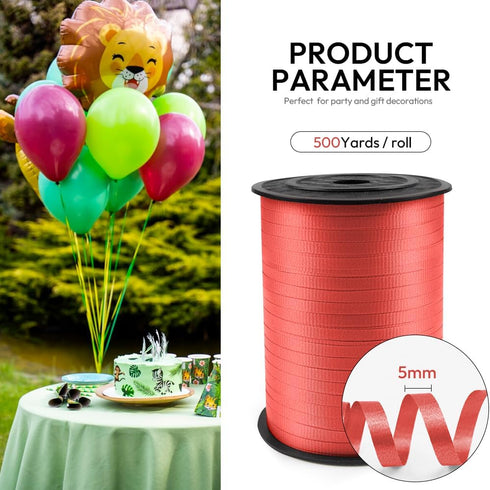 500 Yards Curling Ribbon with Spool, 1/5" Wide Crimped Texture Curling Ribbons - Perfect for Gift Box Wrapping, Florist Flowers, Birthday Party Decorations, and Art Supplies in Red