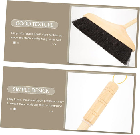 Pine Horsetail Broom for Hair Removal, Indoor Dust Broom, Angled Kitchen Broom, Soft Fur Cleaning Brush