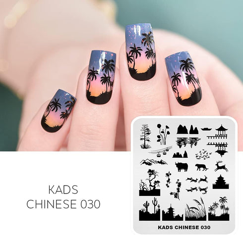 Nail Stamping Plate, Stainless Steel Template for Landscape Image Transfer in Manicure Design