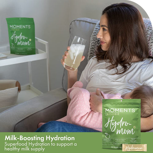 Boobie Hydromom Superfood Electrolyte Drink Mix, Strawberry Kiwi | Energy & Hydration Boost for Mamas | 15 Packets