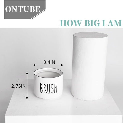 ONTUBE Ceramic Dish Brush Holder, Farmhouse Scrub Brush Holder Dishwashing Brush Stand, Soap Dispensing Kitchen Brushes