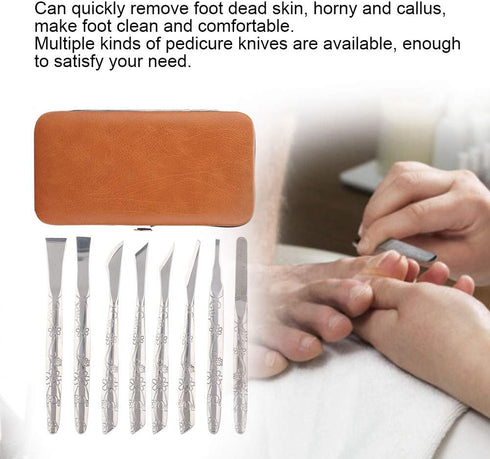 Ingrown Toenail Tool, 8pcs Stainless Steel Foot File, Dead Skin Remover, Pedicure Tool Set for Ingrown Foot Care