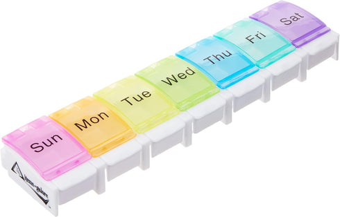 Items Galore 7-Day Pill Weekly Pill Organizer with Spring Open Design and Large Compartments